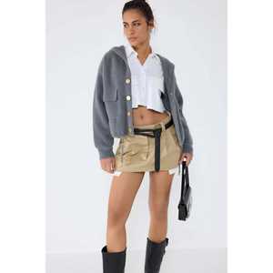 Crew Neck Cap Sleeve Full Sleeve Casual <b>Pocket</b> Knit <b>Cardigan</b> 100% Nylon - Product Image 1