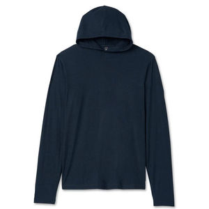 Men's Navy Blue Long Sleeve Hooded <b>UV</b> <b>Protection</b> Shirt 100% Polyester Quick Dry Solid Color Pullover Fishing Wear - Product Image 3