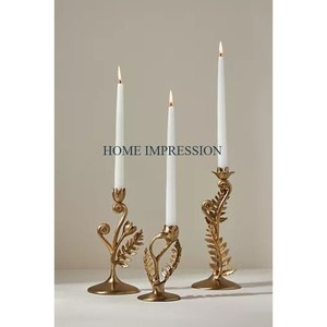 Chandelier poli noir hôtels et table de restaurant bougeoirs décoratifs en métal ensemble de 5 bougeoirs de forme personnalisée - Product Image 6