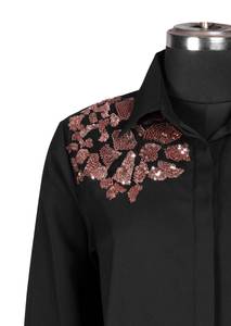 Conjunto de traje occidental negro elegante personalizado para mujer, bordado de lentejuelas, ropa Formal de fiesta y oficina, estilo corporativo de negocios - Product Image 2