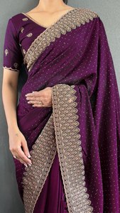 Sari indien pour femmes en tissu de soie VICHITRA traditionnel, nouveau design attrayant, travail de zari, séchage rapide, toutes saisons, mariage, fête - Product Image 6