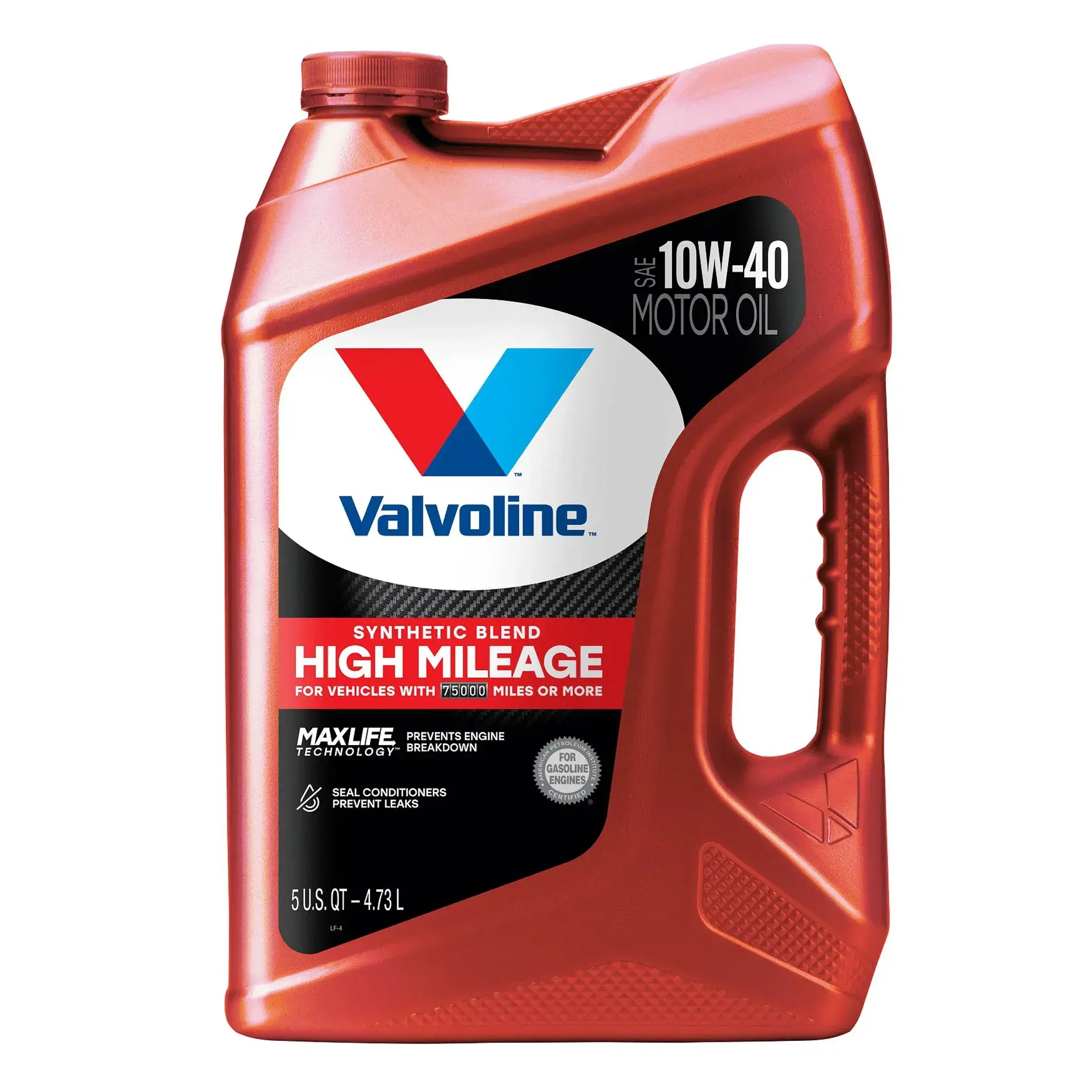 Valvoline High Mileage MaxLife 10W-40 Synthetic Blend Motor Oil 5 QT Lubricant