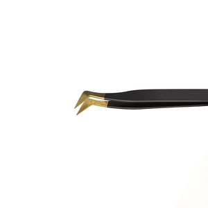 Pinzas de extensión de pestañas con agarre de fibra, pinzas de punta de fibra de oro negro mate, aplicador de pestañas, pinzas de punta de diamante para extensión de pestañas - Product Image 3