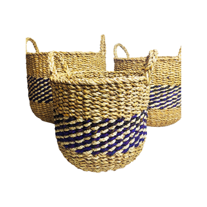 Panier en jonc de mer en jute avec poignée en corde Paille en rotin tissée multifonctionnelle durable pour le rangement dans la salle de bain, la garde-robe ou le jardin - Product Image 4