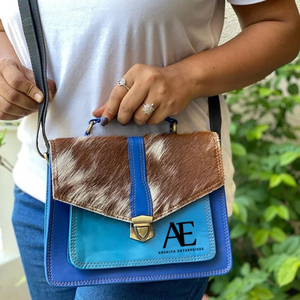 Western Stylish Multi Recycled Cowhide <b>Fur</b> Leather Sling Bags High Quality Leather Handbags Stubby Colorful Women Side Sling Bag - Product Image 1