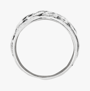 CASA DE PLATA Anillo de textura de Plata de Ley 925 para mujer Anillos de racimo de ajuste invisible para regalos - Product Image 3