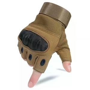 Guantes tácticos de cuero de alta calidad sin dedos con logotipo personalizado transpirable ligero nudillo protector equipo de entrenamiento al aire libre - Product Image 4