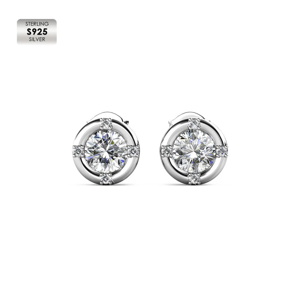 S925 Sterling Silver with 18k white gold plated women earrings