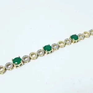 Bracelet tennis pour femme plaqué or 14 carats 5ct Bracelets en diamant Moissanite jaune taille émeraude simulée Bracelets - Product Image 3