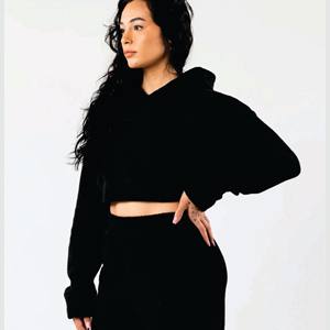 Tops cortos con cordón de manga larga de cintura alta para mujer, sudaderas con capucha y pantalones de chándal, ropa deportiva, conjuntos de 2 piezas - Product Image 3