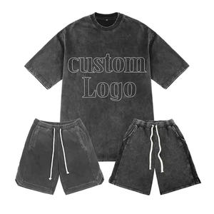 2024 Venta al por mayor Unisex Tallas grandes 2 piezas Chándal Manga corta Tie Dye con logotipo personalizado Camiseta con capucha Característica de maternidad corta - Product Image 5