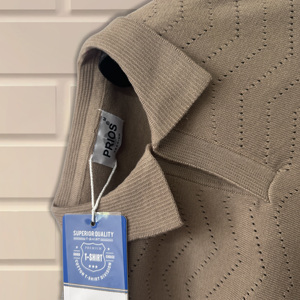 Jersey acanalado de punto informal de verano personalizado para hombre, Jersey Polo de manga corta de punto - Product Image 5