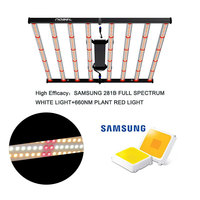 Éclairage de serre : Lumières de culture LED dimmables 8 barres 800W spectre complet IP65 pour plantes hydroponiques avec support de floraison