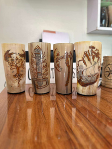 Vaso Vikingo de Cuerno de Búfalo Tallado Artesanalmente, Ecológico, Hecho a Mano, Estilo Nórdico, Color Natural, 6 Pulgadas, Personalizado - Product Image 3