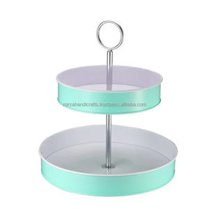 Soporte de Metal galvanizado de 2 niveles para postres y picaduras de fiesta, soporte de servicio resistente y elegante de 2 niveles, estilo granja, color blanco - Product Image 3