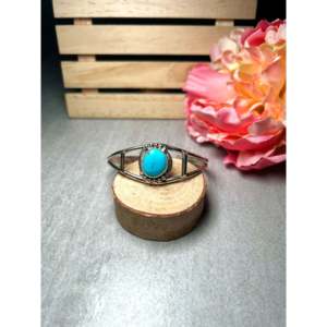 Navajo Handmade Kingman Turquoise & Sterling <b>Silver</b> <b>Cuff</b> <b>Bracelet</b> Cultural Collectible Jewelry - Product Image 1