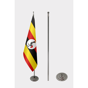Bandera de Uganda Personalizable de 3x5 pies para Interiores, Impresa con Técnicas Digitales en Nailon de Seda con Asta de Aluminio para Uso Automotriz - Product Image 2
