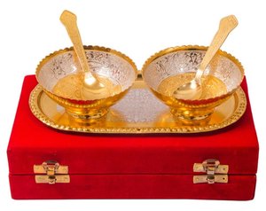 Juego de 5 cuencos decorativos chapados en oro y plata de calidad Superfina con caja de terciopelo rojo para regalo, decora tu regalo de bienvenida - Product Image 5