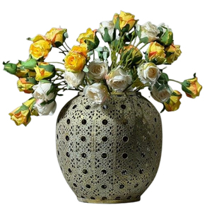 Jarrón de exhibición de mesa funcional, florero de hierro costero de Metal de hierro de lujo moderno, diseño de forma redonda - Product Image 1