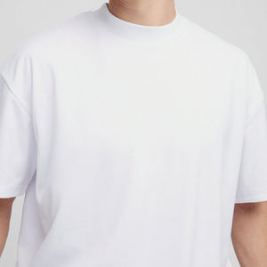 Camiseta para hombre con logotipo personalizado, camiseta lisa, ropa de calle, Camiseta de algodón pesado con cuello redondo y costilla de gran tamaño para hombre - Product Image 3