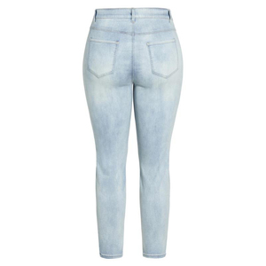 Vente chaude Nouveautés Femmes XL Plus La Taille Bleu Denim Coupe Droite Skinny Pantalon Haute Respirant Lavé Adoucissant High Street - Product Image 5