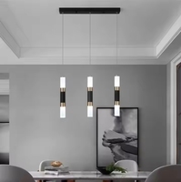 Nordique LED linéaire suspension lumière salle à manger Bar Table bulle givré aluminium longue forme lustre suspendu pour Restaurant