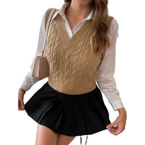 Oem Service Manufacturer Cropped Knitted <b>Vest</b> Hot Sale Adults Size <b>Women</b> Wear Cropped Knitted <b>Vest</b> - Product Image 3