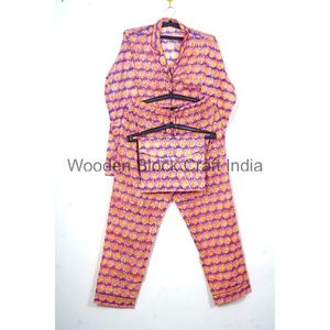 เซ็ตชุดนอนผ้าฝ้าย100% พิมพ์ลายดอกไม้ของผู้หญิงยอดนิยมพร้อมกางเกงเอวยางยืดนุ่มและระบายอากาศได้ดีซักด้วยเครื่องได้-ของขวัญสำหรับเธอ - Product Image 6