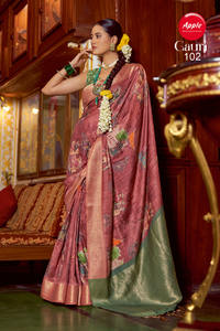 Saree sophistiqué Gauri Art Print Saree traditionnel indien artisanal pour les occasions spéciales, les mariages et les festivals - Product Image 6