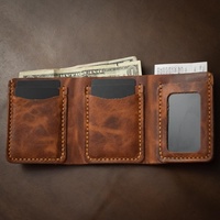 Dompet Kulit Asli Awet Model Vintage Pendek Anti RFID dengan Branding Kustom untuk Pria LWM-0035