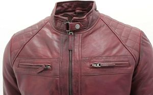 เสื้อโค้ทผู้ชายแขนยาวมีกระเป๋า, เสื้อแจ็คเก็ตหนัง PU มีซิปคอตั้งสำหรับฤดูหนาว - Product Image 6