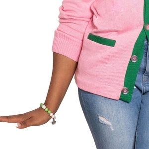 2026 New Style Customized AKA Sorority V Neck Varsity <b>Cardigan</b> <b>Sweater</b> 100% Cotton Breathable Chenille Front Logo Autumn Knitted - Product Image 5