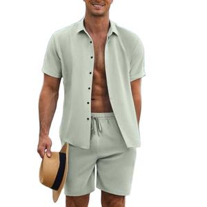 Ensemble short et chemise pour homme, vêtements de bureau et de soirée, design de logo personnalisé, costume d'été deux pièces, 2 pièces - Product Image 2