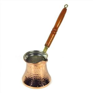 Thé de Style traditionnel en cuivre martelé servant une cafetière turque avec manche en bois résistance à la chaleur théière élégante à vendre - Product Image 1