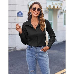 เสื้อผู้หญิงกระดุมมีสไตล์แขนยาวทรงสลิมฟิตเสื้อออฟฟิศ - Product Image 1