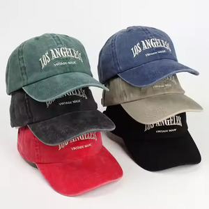 Venta al por mayor Unisex estilo occidental Shabby bordado gorra de béisbol Vintage Los Ángeles sombrero de camionero sin estructura algodón deportes - Product Image 1