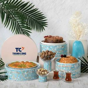 Wholesale Best <b>Set</b> of 2 High Quality Mother of Pearl <b>Cake</b> <b>Stands</b> and MOP Inlay Chocolate Tray for Ramadan Eid Mubarak 2023 - Product Image 6