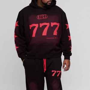 Survêtement d'hiver classique imprimé avec un design texturé en relief, doublure en molleton 100% coton, streetwear décontracté écologique - Product Image 5