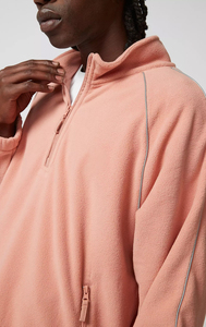 Quart Zip Mode Unisexe Surdimensionné Raglan Manches Sweat Pull Logo Personnalisé Hiver Chaud Polaire Hommes Hoodies - Product Image 3