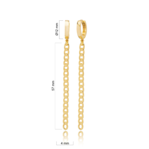 925 Sterling Silver Fine Jewelry <b>Chain</b> Charm <b>Hoop</b> Design Dangle Long <b>Earrings</b> Gold Trendy for Wedding Party Turkish Wholesale - Product Image 2