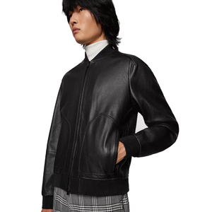 Chaqueta de moto de cuero genuino negro clásico para hombre, chaquetas de invierno personalizadas Vintage Old Money Style para hombre - Product Image 5