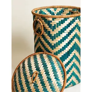 Сделанный на заказ красивый: персонализированные вьетнамские плетеные вручную высокие бамбуковые корзины для белья, доступны в различных цветах