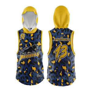 Uniforme de fútbol 7v7 con estampado de leopardo personalizado, uniforme de compresión con capucha 7v7 sin mangas | Pedido a granel de COSH Sportswear - Product Image 2