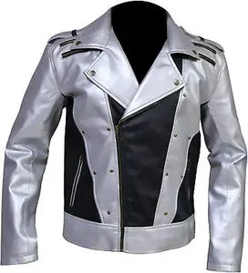 Модная классная Серебристая черная и серебряная кожаная куртка-бомбер с вискозной подкладкой