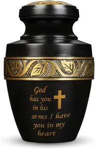 Urne funéraire de luxe traditionnelle en métal noir de 500 ml, fabriquée à la main, finition mate, pour le confort des enfants et la conservation des souvenirs - Product Image 3