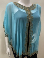 Poncho-écharpe exclusif grande taille pour femme, en résille, de haute qualité, printemps-automne, écologique, pour le bureau ou décontracté, avec broderie de perles et de sequins faits à la main
