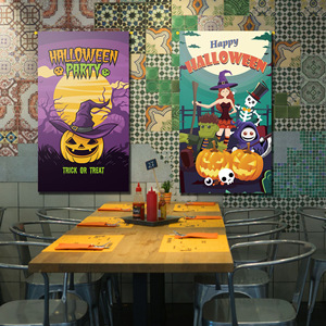 Papier peint en tissu à suspendre avec affiche de cinéma d'Halloween pour la décoration d'ambiance de restaurant, bar ou fête - Product Image 3