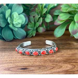 Navajo Spiny Oyster & Sterling <b>Silver</b> Fashion <b>Cuff</b> <b>Bracelet</b> - Product Image 1
