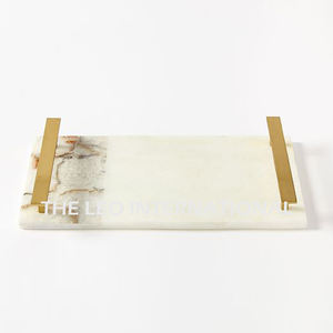 Plateau de service en aluminium, métal, forme rectangulaire, fini doré Plateau décoratif de luxe fait main pour la maison - Product Image 6