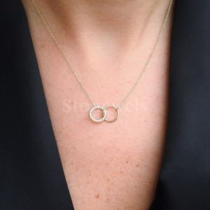 Collier de diamants à double bague en argent sterling 925 d'Inde Bijoux minimalistes contemporains pour femmes - Product Image 3